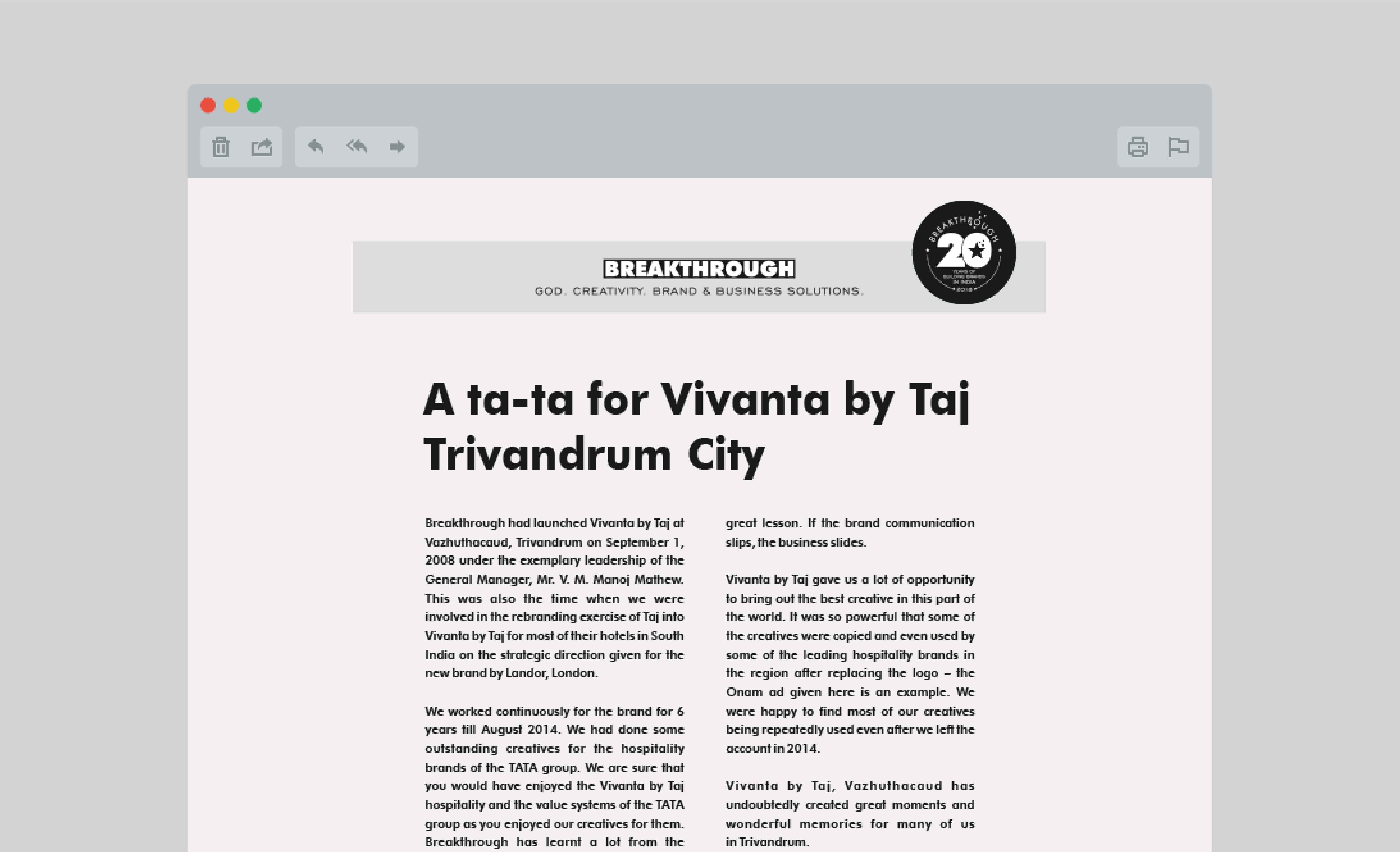 Vivanta by Taj at Trivandrum March 31, 2019 city closes down.